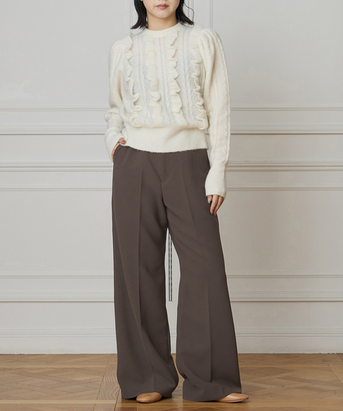 IENA LA BOUCLE(イエナラブークル)の「ALPACA MIXフリルプルオーバー(ニット/セーター・レディース・チャコールグレー/ホワイト・FREE)」の9枚目の写真