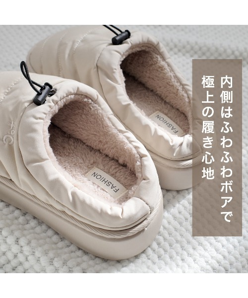 AmiAmi（アミアミ）の「【防寒・軽量】あったかモックシューズ 厚底ファースリッパ サボ/冬用サンダル/ペディンシューズ（その他シューズ・レディース・ピンク/ベージュ/アイボリー/ブラック・40-41/38-39/36-37）」の14枚目の写真