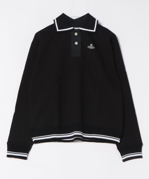 Vivienne Westwood（ヴィヴィアンウエストウッド）の「ｵｰｶﾞﾆｯｸBD裏毛ﾎﾟﾛ衿ﾄｯﾌﾟ（Tシャツ/カットソー・レディース・グレー/ブラック・FREE）」の2枚目の写真