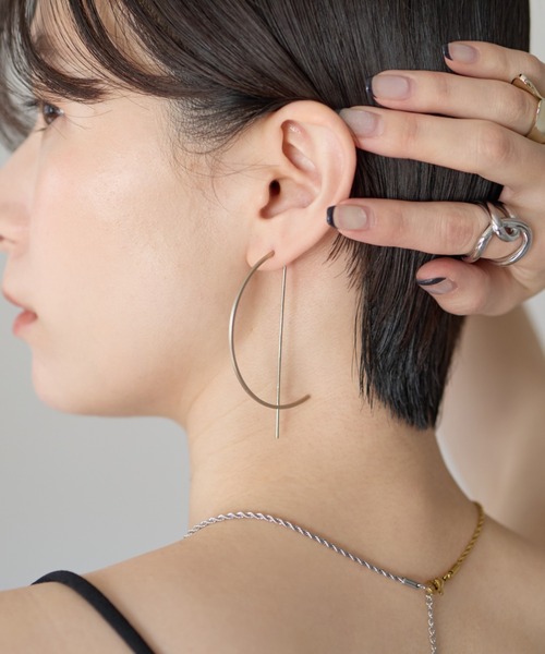 ciite' surgical stainless(シーテサージカルステンレス)の「【 金属アレルギー対応 】 ハーフサークルピアス サージカルステンレス(ピアス(両耳用)・レディース・ゴールド/シルバー・FREE)」の9枚目の写真