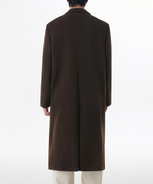 MUSINSA STANDARD（ムシンサスタンダード）の「カシミヤブレンドダディショルダーシングルロングコート[バロックブラウン]（チェスターコート・メンズ・その他・MEDIUM/LARGE/X-LARGE/XX-LARGE）」の3枚目の写真