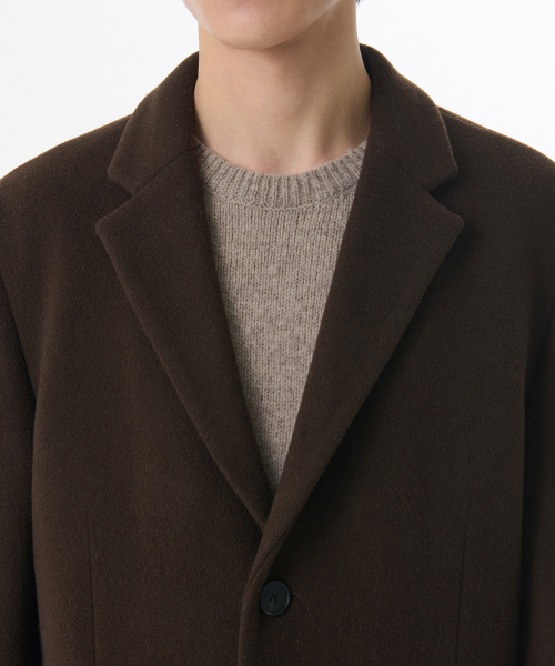 MUSINSA STANDARD（ムシンサスタンダード）の「カシミヤブレンドダディショルダーシングルロングコート[バロックブラウン]（チェスターコート・メンズ・その他・MEDIUM/LARGE/X-LARGE/XX-LARGE）」の4枚目の写真