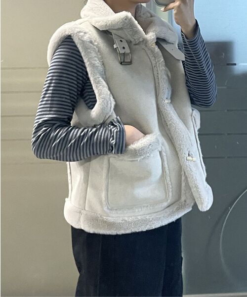 THE GREEN LAB（ザグリーンラボ）の「FAUX ムートンベスト [ブラック]（ムートンコート・レディース・その他・FREE）」の18枚目の写真