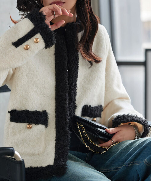 エメイン　ノーカラージャケット ノーカラーショート丈ジャケット（ノーカラージャケット）｜AIMER