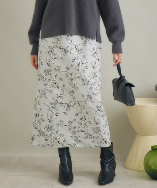 KATHARINE ROSS(キャサリンロス)の「【KATHARINE ROSS】ブーケジャガードスカート(スカート・レディース・ブラック/アイボリー・FREE)」の2枚目の写真