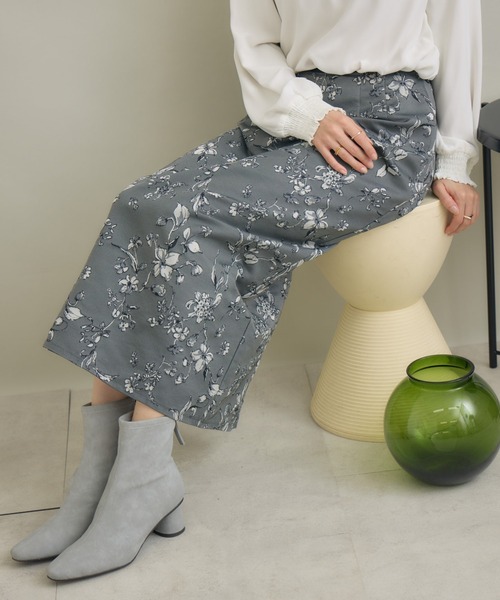 KATHARINE ROSS(キャサリンロス)の「【KATHARINE ROSS】ブーケジャガードスカート(スカート・レディース・ブラック/アイボリー・FREE)」の1枚目の写真