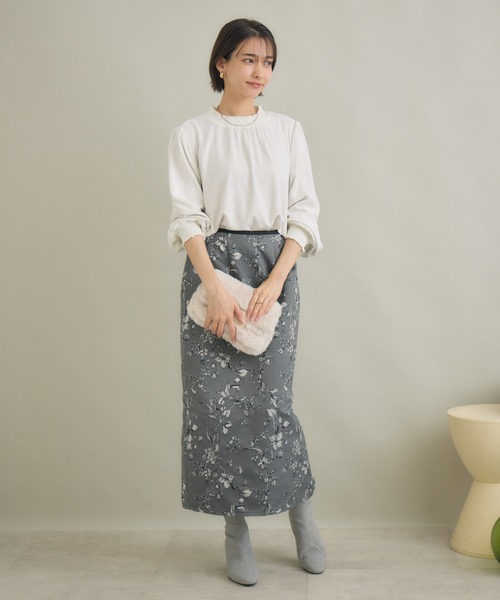 KATHARINE ROSS(キャサリンロス)の「【KATHARINE ROSS】ブーケジャガードスカート(スカート・レディース・ブラック/アイボリー・FREE)」の4枚目の写真