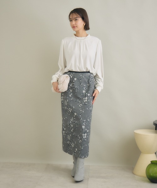 KATHARINE ROSS(キャサリンロス)の「【KATHARINE ROSS】ブーケジャガードスカート(スカート・レディース・ブラック/アイボリー・FREE)」の3枚目の写真