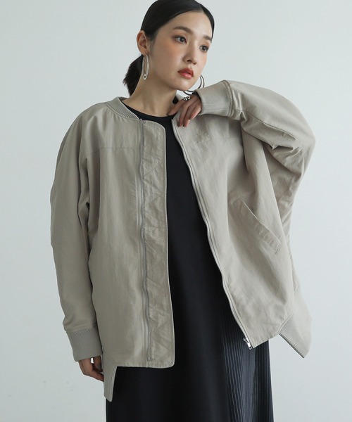 n'OrLABEL（ノアールレーベル）の「『前ドレープショートブルゾン』（ブルゾン・レディース・グレー/ブラック/カーキ・FREE）」の2枚目の写真