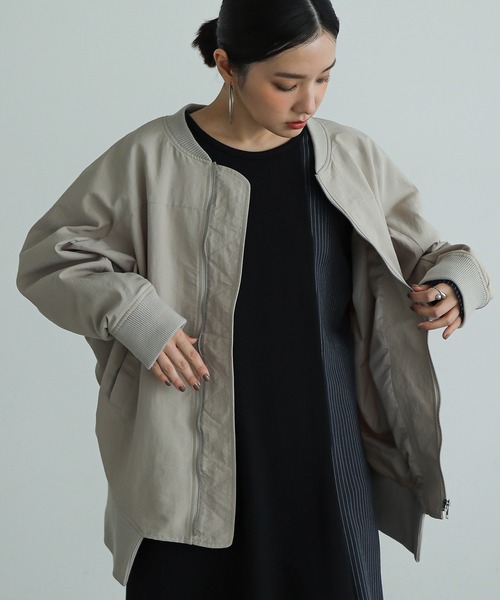 n'OrLABEL（ノアールレーベル）の「『前ドレープショートブルゾン』（ブルゾン・レディース・グレー/ブラック/カーキ・FREE）」の10枚目の写真