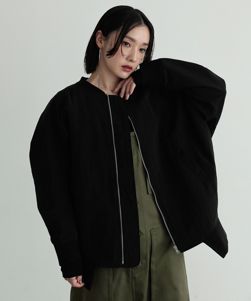 n'OrLABEL（ノアールレーベル）の「『前ドレープショートブルゾン』（ブルゾン・レディース・グレー/ブラック/カーキ・FREE）」の18枚目の写真