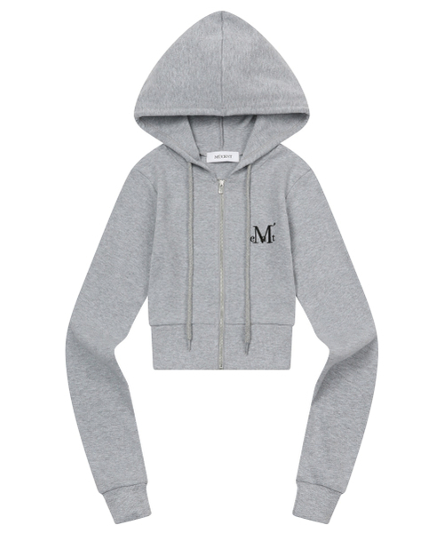 MUCENT(ムセント)の「ジニュセットアップスリムフィットクロップフードジップアップ(3カラー)(パーカー・レディース・ホワイト/ブラック/グレー・FREE)」の6枚目の写真