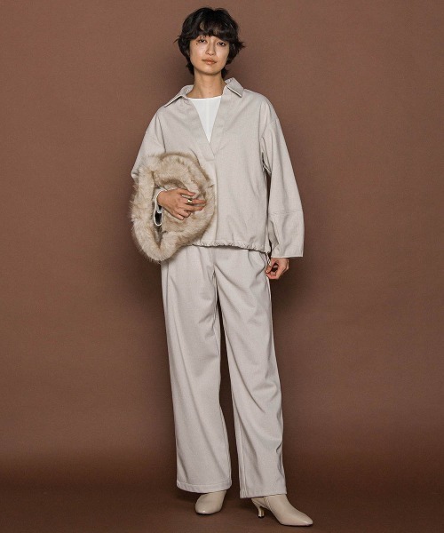 MAYSON GREY（メイソングレイ）の「【楽・美・軽】イージーワイドパンツ≪手洗い可能≫（その他パンツ・レディース・オフホワイト/グレー系その他/ブラウン・M）」の9枚目の写真