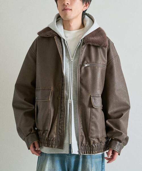 G1フライトジャケット ダークブラウン レザー ジャケット ファー襟付き セール】襟ファー脱着式G-1フライトジャケット（ブルゾン）｜CRAFT