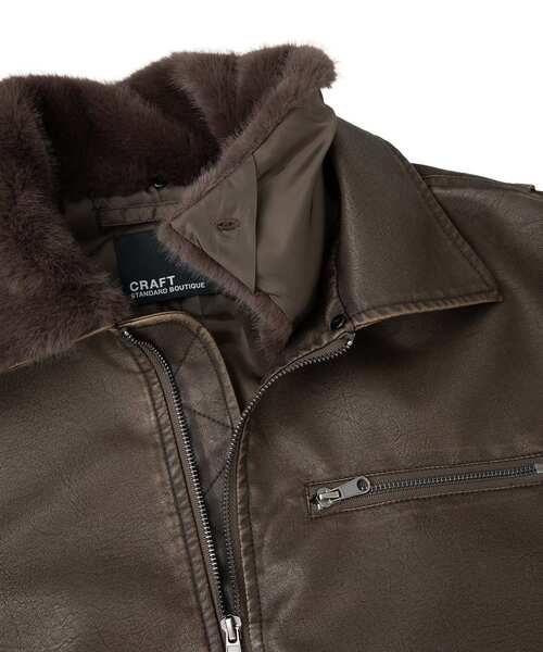 CRAFT STANDARD BOUTIQUE（クラフトスタンダードブティック）の「襟ファー脱着式G-1フライトジャケット（ブルゾン・メンズ・ブラウン/ブラック・M/L）」の13枚目の写真