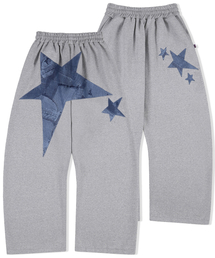 LAUGHER（ラファー）の「Star Denim Patchwork Jogger Pants - Grey（スウェットパンツ）」
