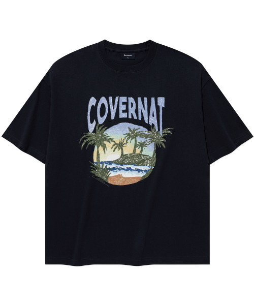 COVERNAT（カバーナット）の「トロピカルグラフィックTシャツ Dark Navy（Tシャツ/カットソー・レディース・その他・X-SMALL/SMALL/MEDIUM/LARGE/X-LARGE/XX-LARGE）」の2枚目の写真