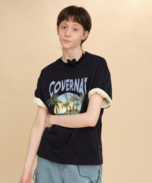 COVERNAT（カバーナット）の「トロピカルグラフィックTシャツ Dark Navy（Tシャツ/カットソー・レディース・その他・X-SMALL/SMALL/MEDIUM/LARGE/X-LARGE/XX-LARGE）」の4枚目の写真