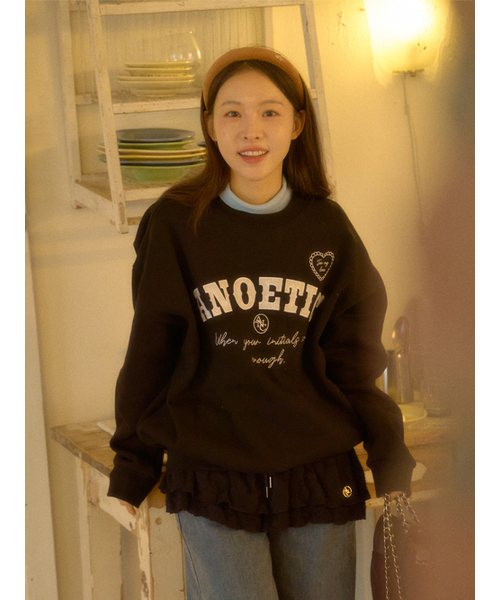 ANOETIC(アノエティック)の「ANOETIC LACE LOGO SWEATSHIRTS_BLACK(スウェット・レディース・ブラック・FREE)」の2枚目の写真