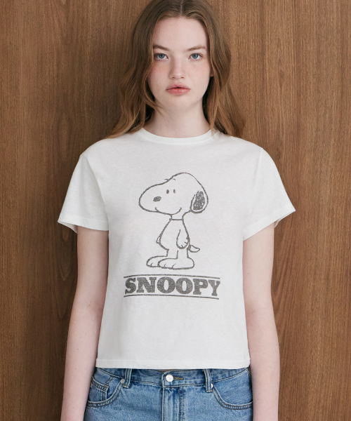 LADY VOLUME(レディーボリューム)の「スマイルウィズスヌーピーTシャツ (アイボリー)(Tシャツ/カットソー・レディース・その他・SMALL/MEDIUM)」の3枚目の写真