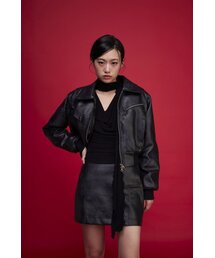 CAPRICIEUX（カプリシュー）の「Amber leather jumper (black)（ライダースジャケット）」