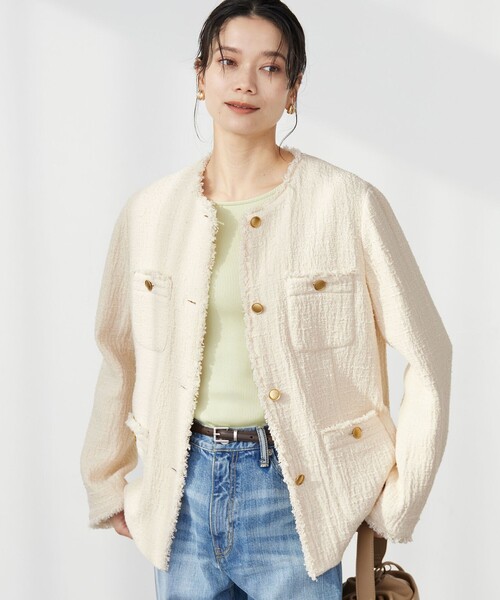 size SHORTあり］Bisentino ノーカラー ジャケット（ノーカラー