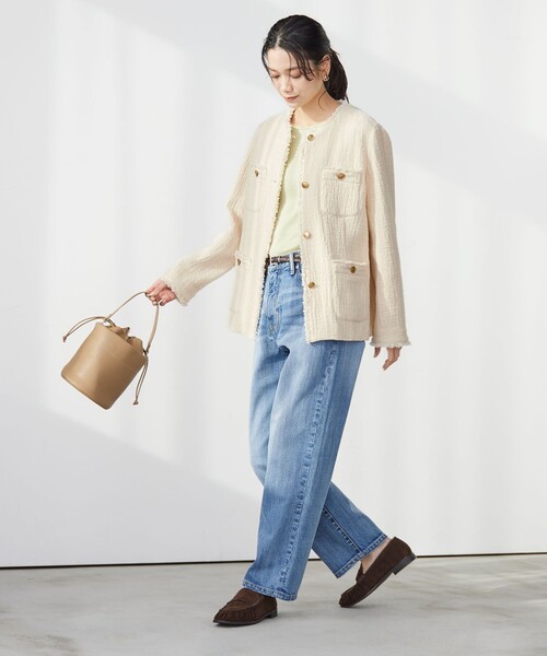 size SHORTあり］Bisentino ノーカラー ジャケット（ノーカラー