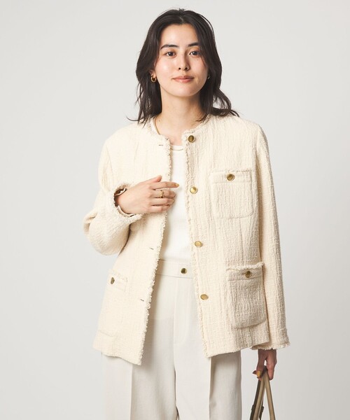 size SHORTあり］Bisentino ノーカラー ジャケット（ノーカラー