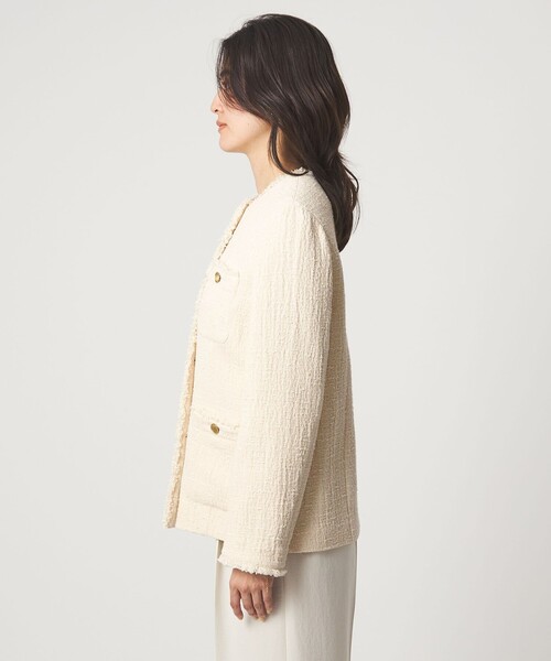 green label relaxing（グリーンレーベルリラクシング）の「［size SHORTあり］Bisentino ノーカラー ジャケット（ノーカラージャケット・レディース・ナチュラル/ネイビー・SHORT/36/38）」の21枚目の写真