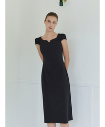 LETQSTUDIO（レチケットスタジオ）の「フォールディッドキャップスリーブドレス、ブラック（ワンピース）」