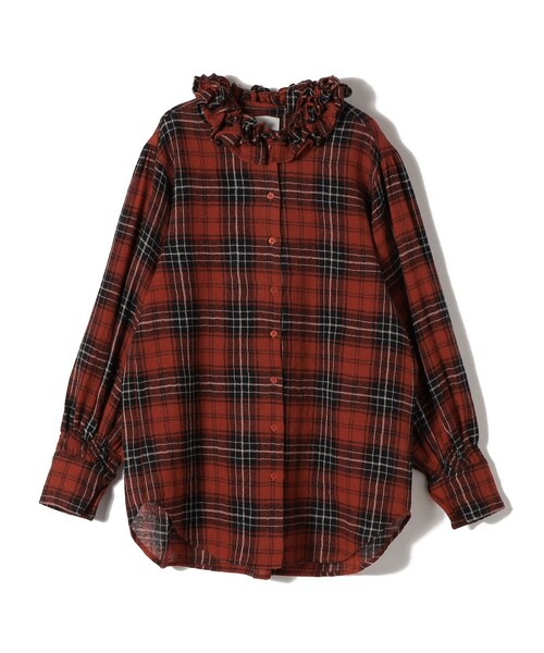 crinkle crinkle crinkle(クリンクルクリンクルクリンクル)の「crinkle crinkle crinkle:griguri ウール チェック シャツ(シャツ/ブラウス・レディース・ブラック/レッド・ONE SIZE)」の1枚目の写真