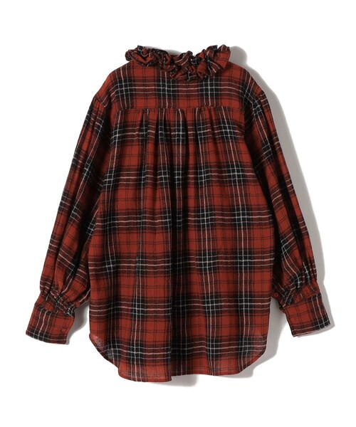 crinkle crinkle crinkle(クリンクルクリンクルクリンクル)の「crinkle crinkle crinkle:griguri ウール チェック シャツ(シャツ/ブラウス・レディース・ブラック/レッド・ONE SIZE)」の4枚目の写真