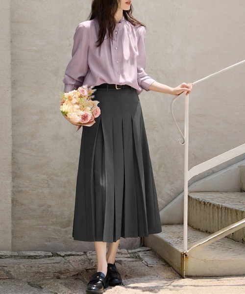 ReRe(リリ)の「スタンドカラーギャザーブラウス(シャツ/ブラウス・レディース・グレー/パープル・X-LARGE/MEDIUM/LARGE)」の8枚目の写真