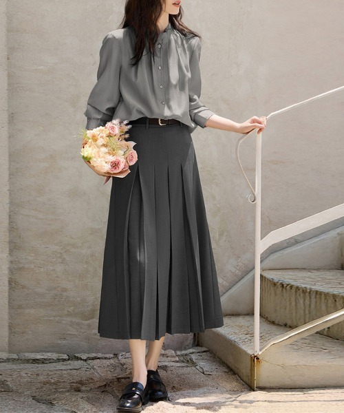 ReRe(リリ)の「スタンドカラーギャザーブラウス(シャツ/ブラウス・レディース・グレー/パープル・X-LARGE/MEDIUM/LARGE)」の14枚目の写真
