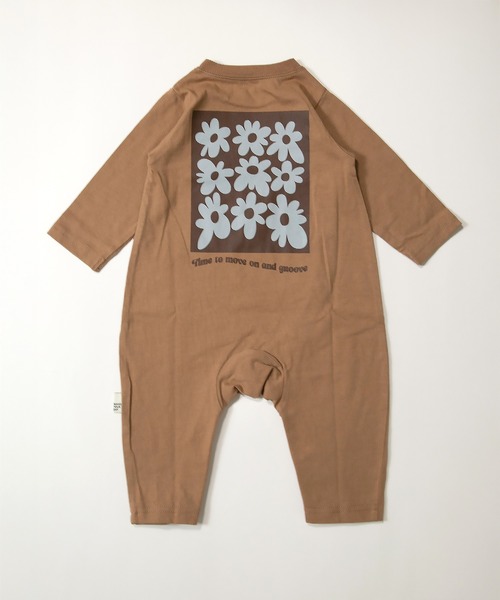 MAKE YOUR DAY(メイクユアデイ)の「レトロフラワープリントファミリー長袖カバーオール(ロンパース・キッズ・オフホワイト/ブラウン・70/80)」の2枚目の写真