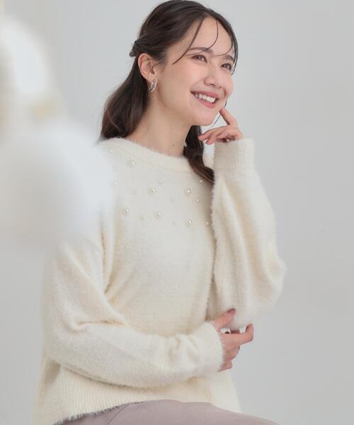 Cutie Blonde（キューティーブロンド）の「大人きらめく ふわふわパール調ニット（ニット/セーター・レディース・オフホワイト/ダークグレー/ライトブルー・00）」の19枚目の写真