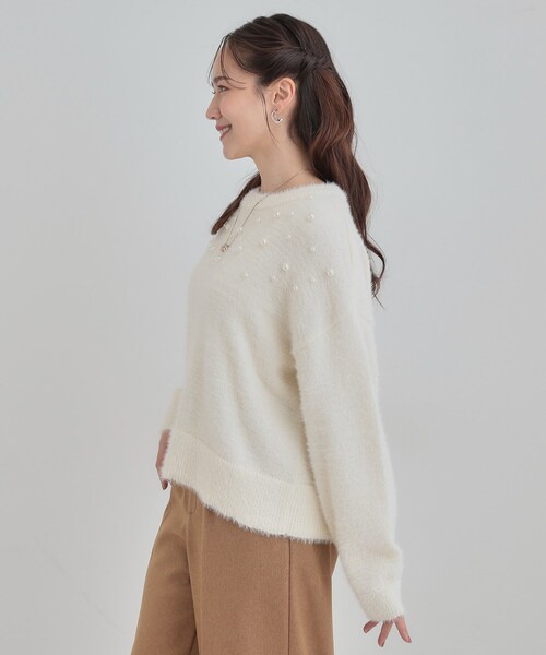 Cutie Blonde（キューティーブロンド）の「大人きらめく ふわふわパール調ニット（ニット/セーター・レディース・オフホワイト/ダークグレー/ライトブルー・00）」の21枚目の写真