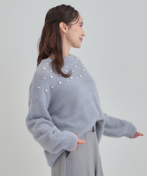 Cutie Blonde（キューティーブロンド）の「大人きらめく ふわふわパール調ニット（ニット/セーター・レディース・オフホワイト/ダークグレー/ライトブルー・00）」の17枚目の写真