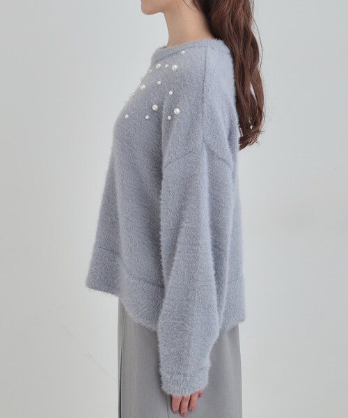 Cutie Blonde（キューティーブロンド）の「大人きらめく ふわふわパール調ニット（ニット/セーター・レディース・オフホワイト/ダークグレー/ライトブルー・00）」の9枚目の写真