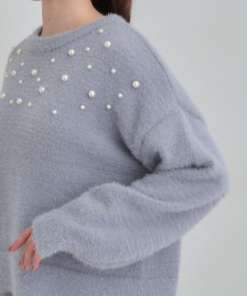 Cutie Blonde（キューティーブロンド）の「大人きらめく ふわふわパール調ニット（ニット/セーター・レディース・オフホワイト/ダークグレー/ライトブルー・00）」の12枚目の写真