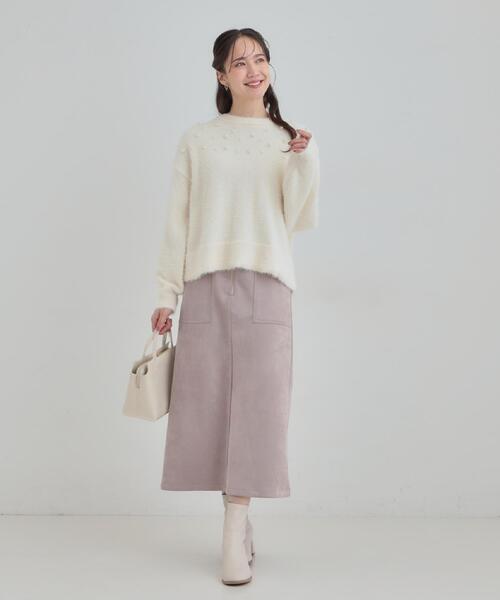 Cutie Blonde（キューティーブロンド）の「大人きらめく ふわふわパール調ニット（ニット/セーター・レディース・オフホワイト/ダークグレー/ライトブルー・00）」の5枚目の写真