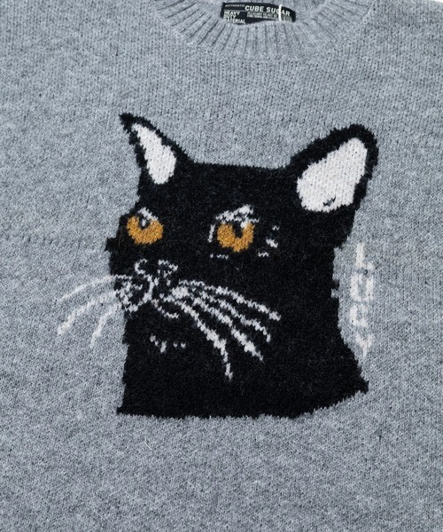 CUBE SUGAR（キューブシュガー）の「CUBE SUGAR/キューブシュガー　リサイクルPW ジャガードアニマル柄PO（スウェット・レディース・グレー/ブルー/ブラウン・FREE）」の5枚目の写真