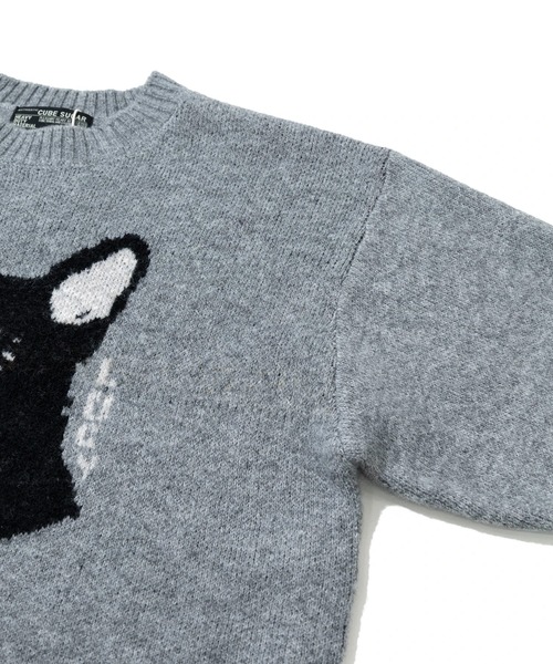 CUBE SUGAR（キューブシュガー）の「CUBE SUGAR/キューブシュガー　リサイクルPW ジャガードアニマル柄PO（スウェット・レディース・グレー/ブルー/ブラウン・FREE）」の6枚目の写真