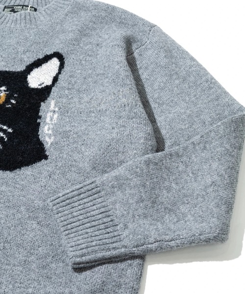 CUBE SUGAR（キューブシュガー）の「CUBE SUGAR/キューブシュガー　リサイクルPW ジャガードアニマル柄PO（スウェット・レディース・グレー/ブルー/ブラウン・FREE）」の7枚目の写真