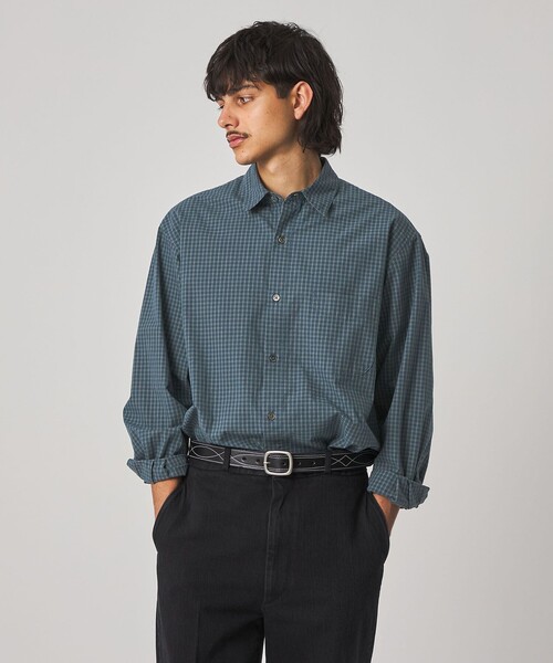 Steven Alan（スティーブンアラン）の「＜Steven Alan＞ ポプリン グラフチェック レギュラーカラー シャツ LOOSE（シャツ/ブラウス・メンズ・ライトグレー/コバルトブルー・S/M/L/XL）」の4枚目の写真