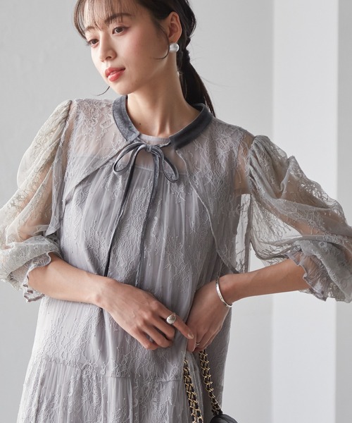 【3WAYボレロセット】レースティアードドレス　2点セット 結婚式 オケージョン セール】【3WAYボレロセット】レースティアードドレス 2点セット 結婚