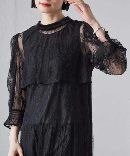 RANAN(ラナン)の「【3WAYボレロセット】レースティアードドレス 2点セット 結婚式 お呼ばれ オケージョンドレス(ドレス・レディース・グレー/ブラック・L/LL/M)」の10枚目の写真