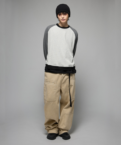 HEDER HELEN（ヘダーヘレン）の「VTG Waffle color effects grey（ニット/セーター・レディース・その他・SMALL/MEDIUM/LARGE）」の2枚目の写真