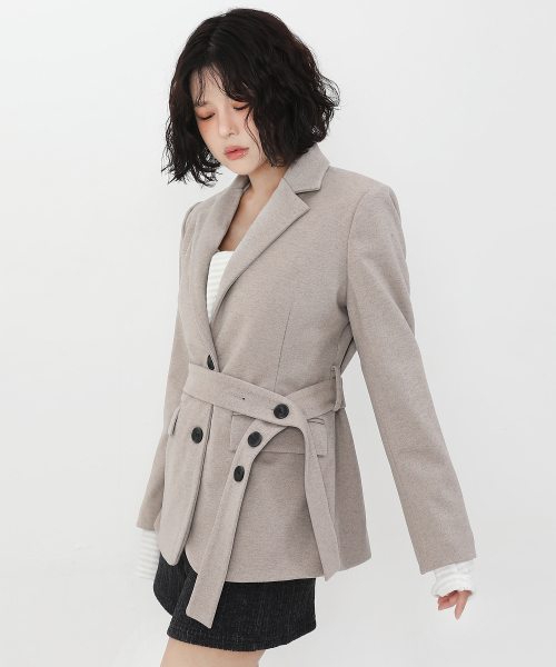 Two-way belt jacket (beige)