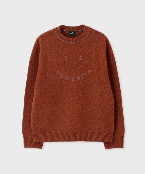 PS Paul Smith(ピーエスポールスミス)の「"Happy" メリノウール クルーネックニット / 162401 805Z(ニット/セーター・メンズ・ダークインディゴブルー/ダークオレンジ・X-LARGE/LARGE/MEDIUM)」の2枚目の写真